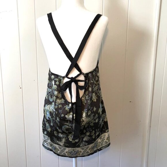 Free People Womens Black Floral Print Tie Back Tank Top - Picture 7 of 11